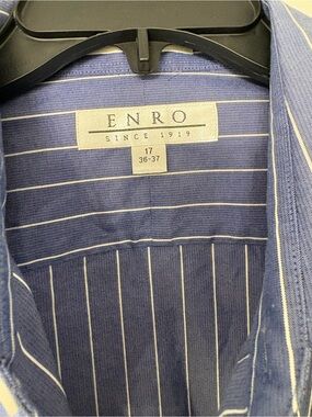 Enro Men's Navy Pinstripe Dress Shirt - Classic Tailored Fit